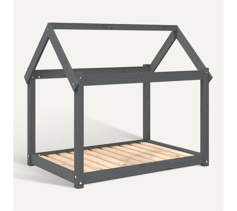Lit Pour Chien Gris 101x70x90 Cm Bois De Pin Solide