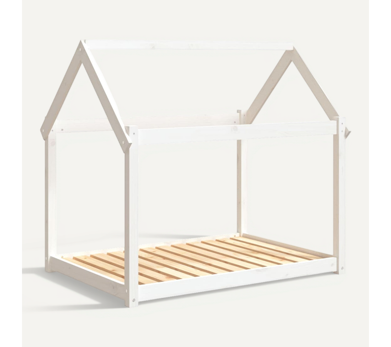 Lit Pour Chien Blanc 111x80x100 Cm Bois De Pin Solide