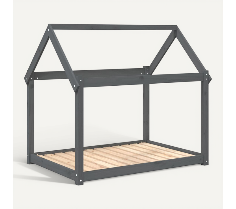Lit Pour Chien Gris 111x80x100 Cm Bois De Pin Solide