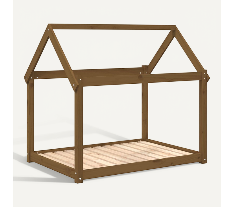 Lit Pour Chien Marron Miel 111x80x100 Cm Bois De Pin Solide
