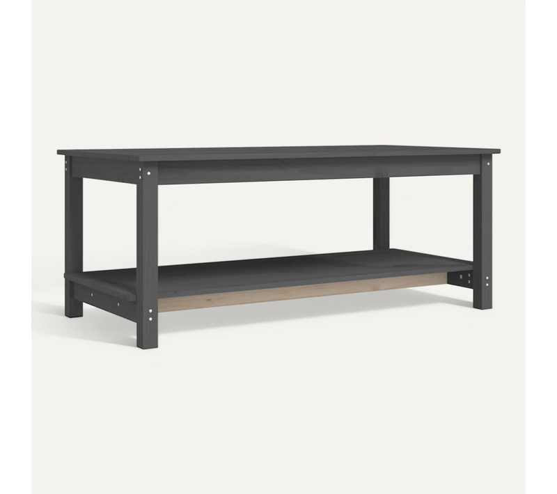 Table Basse Gris 110x55x45 Cm Bois Massif De Pin
