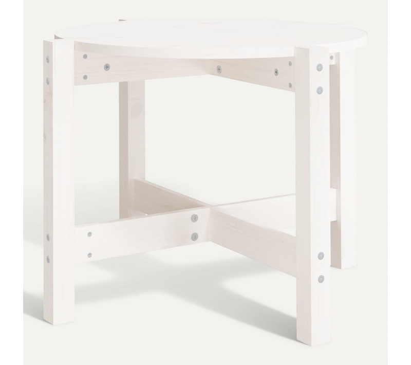 Table Basse Blanc D. 62,5x45 Cm Bois Massif De Pin