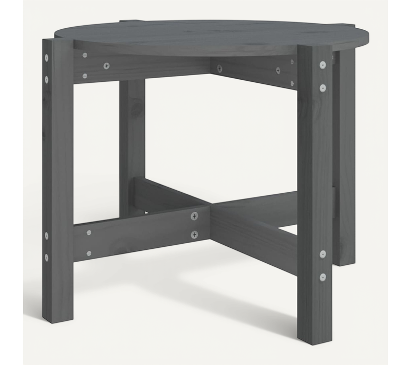 Table Basse Gris D. 62,5x45 Cm Bois Massif De Pin