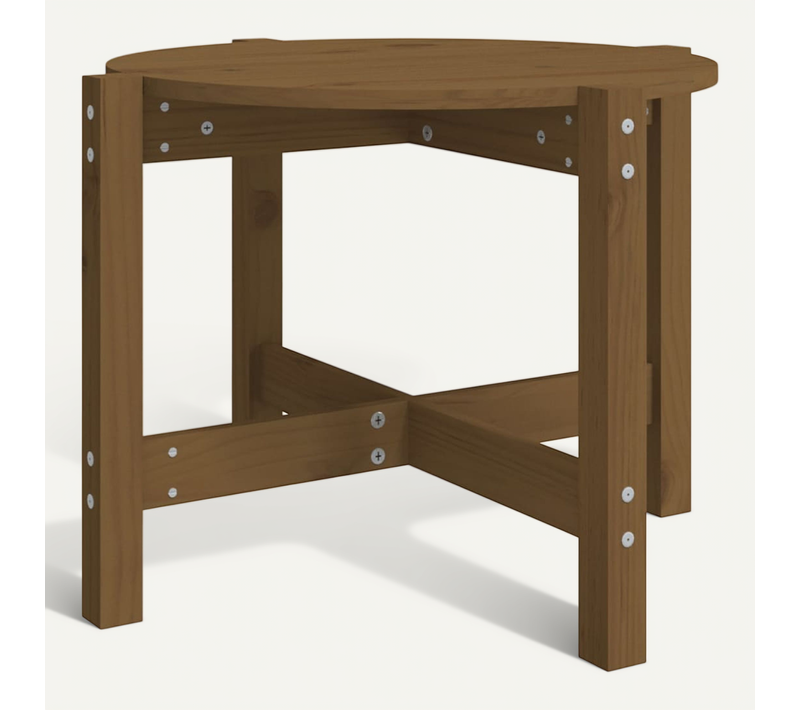 Table Basse Marron Miel D. 62,5x45 Cm Bois Massif De Pin