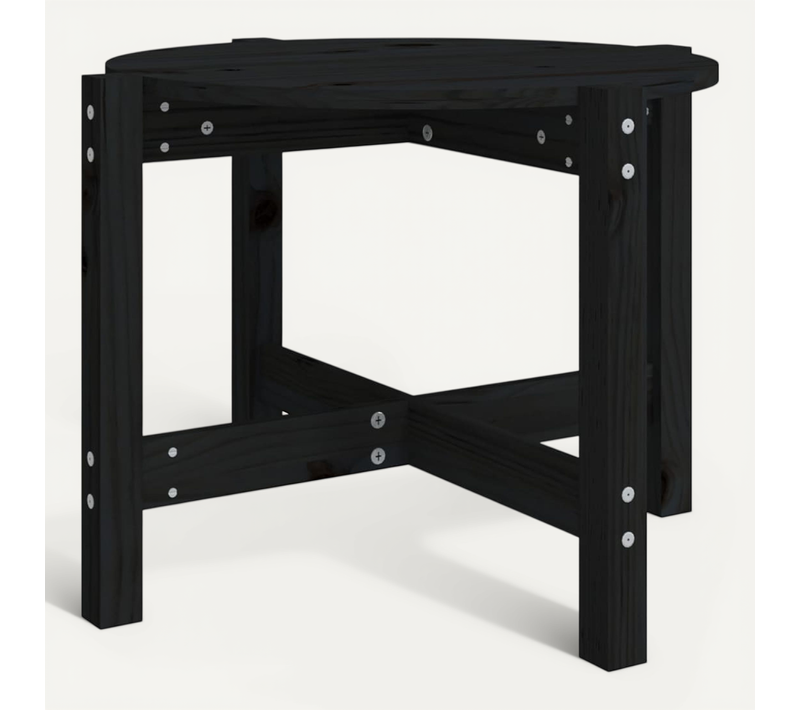 Table Basse Noir D. 62,5x45 Cm Bois Massif De Pin