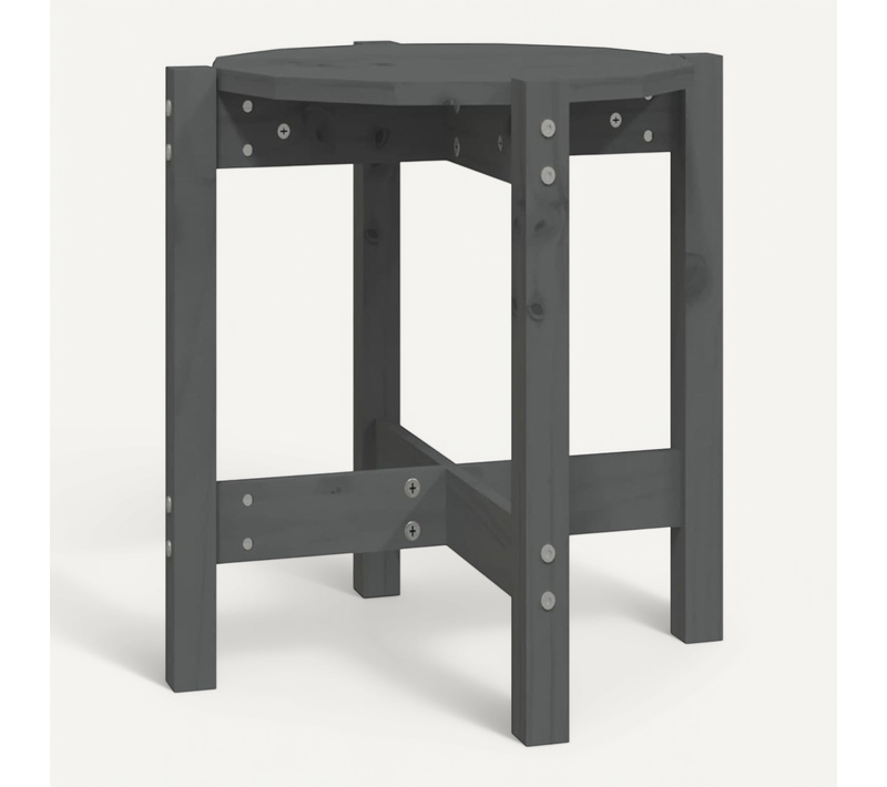 Table Basse Gris D. 42,5x45 Cm Bois Massif De Pin