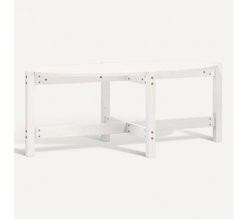 Table Basse Blanc 118x63x45 Cm Bois Massif De Pin