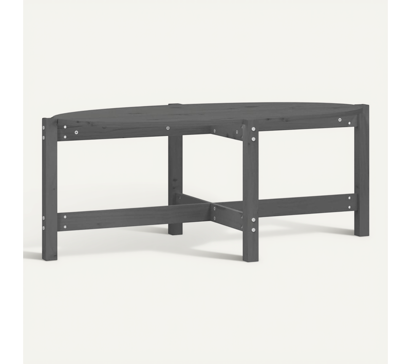 Table Basse Gris 118x63x45 Cm Bois Massif De Pin