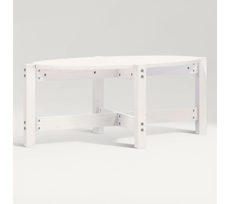 Table Basse Blanc 87x48x35 Cm Bois Massif De Pin