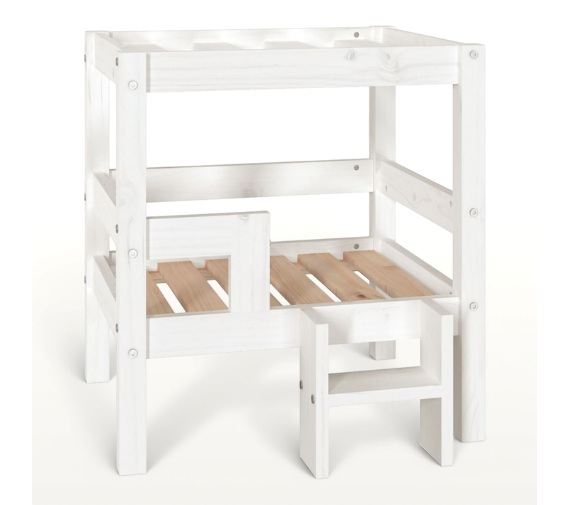 Lit Pour Chien Blanc 55,5x53,5x60 Cm Bois De Pin Solide