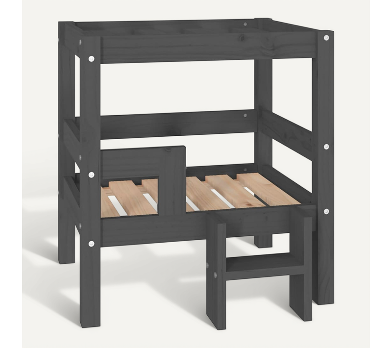 Lit Pour Chien Gris 55,5x53,5x60 Cm Bois De Pin Solide