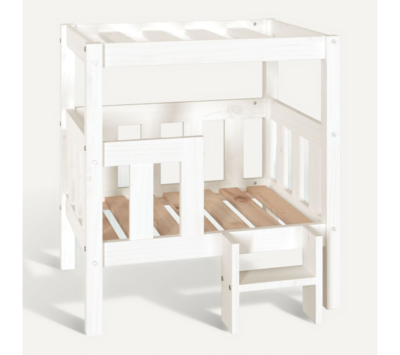 Lit Pour Chien Blanc 65,5x50,5x70 Cm Bois De Pin Solide