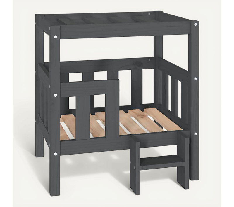 Lit Pour Chien Gris 65,5x50,5x70 Cm Bois De Pin Solide