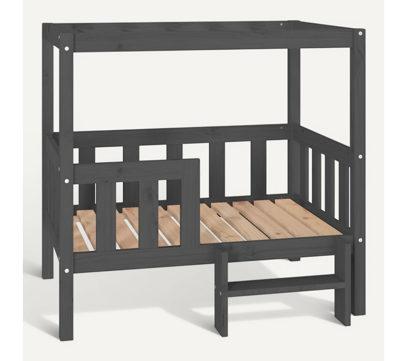Lit Pour Chien Gris 95,5x73,5x90 Cm Bois De Pin Solide