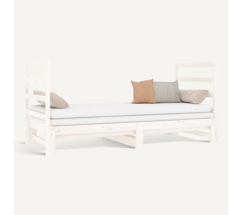 Lit Coulissant Sans Matelas Blanc 2x(90x190) Cm