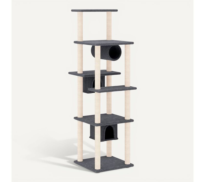 Arbre À Chat Avec Griffoirs En Sisal Gris Foncé 169 Cm