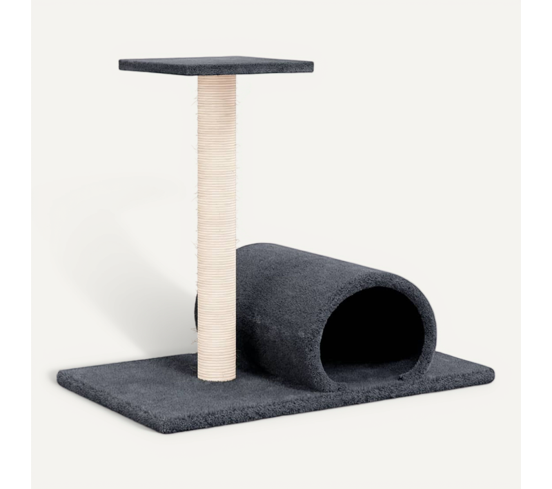 Arbre À Chat Avec Tunnel Gris Foncé 60x34,5x50 Cm