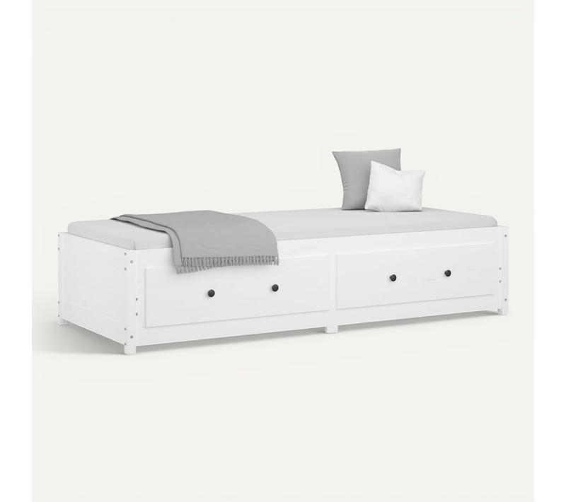 Lit Blanc 90x200 Cm Bois De Pin Massif