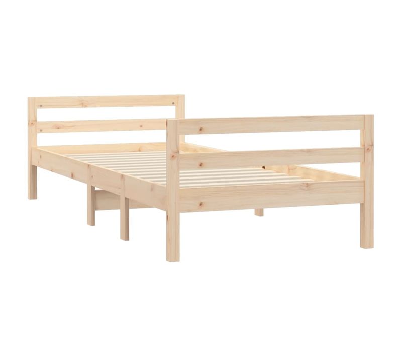 Cadre De Lit 90x190 Cm Bois De Pin Massif Blanc Tête De Lit En Bois Robuste