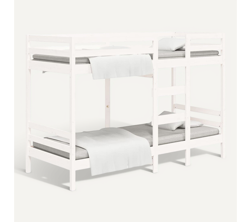 Lit Superposé Sans Matelas Blanc 90x200 Cm Bois De Pin Massif