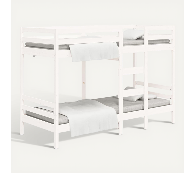 Lit Superposé Blanc 90x190 Cm Bois De Pin Massif