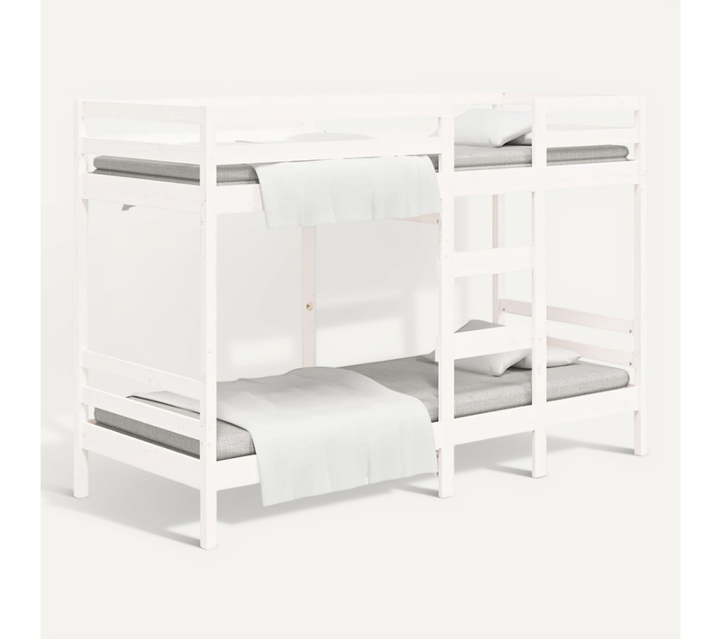 Lit Superposé Sans Matelas Blanc 75x190 Cm Bois De Pin Massif