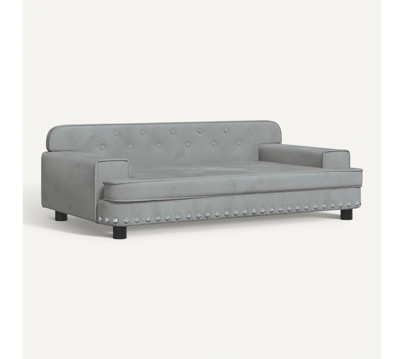 Lit Pour Chien Gris Clair 90x53x30 Cm Velours