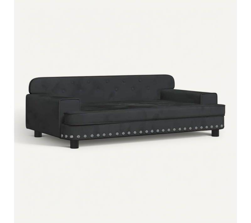 Lit Pour Chien Noir 90x53x30 Cm Velours
