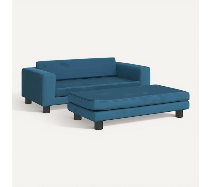 Lit Pour Chien Avec Extension Bleu 100x50x30 Cm Velours