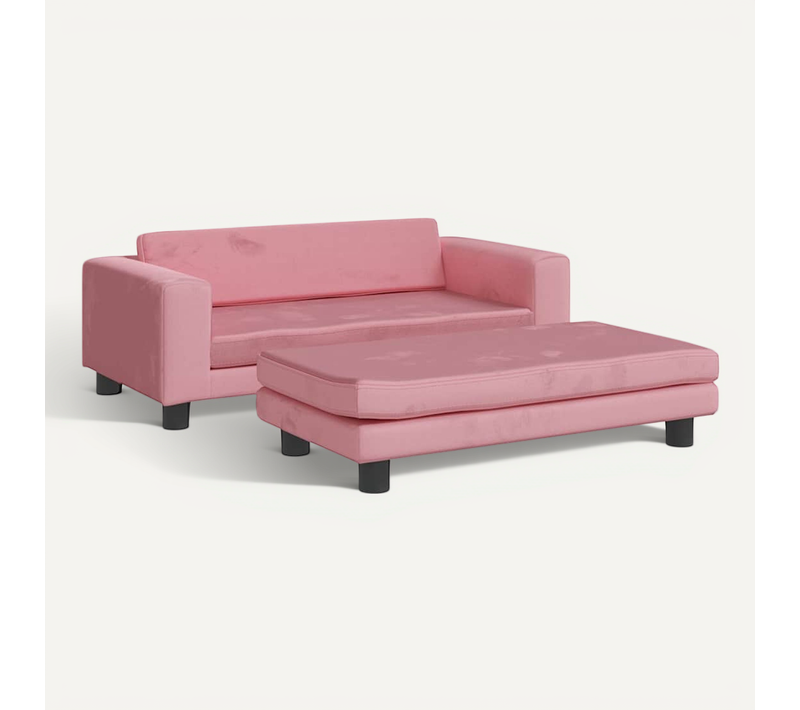 Lit Pour Chien Avec Extension Rose 100x50x30 Cm Velours