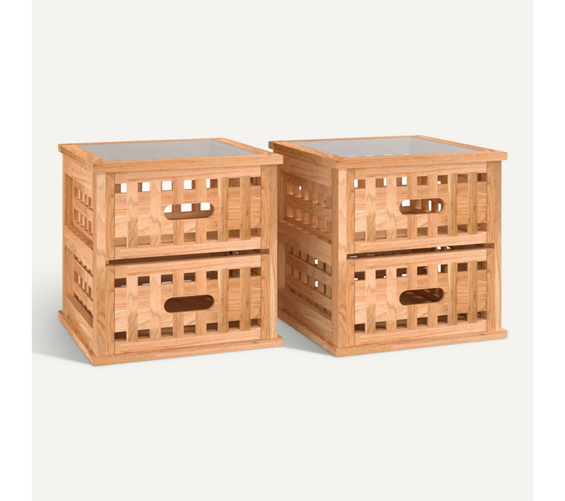 Tables De Chevet 2 Pièces 34x34x34 Cm Bois Massif De Noyer