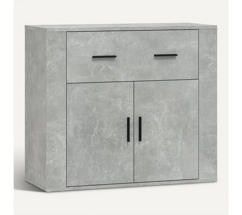 Buffet Gris Béton 80x33x70 Cm Bois Contreplaqué
