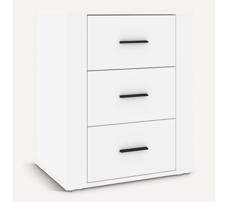 Table De Chevet Blanc 50x36x60 Cm Bois Contreplaqué