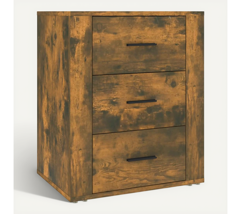 Table De Chevet Chêne Fumé 50x36x60 Cm Bois Contreplaqué