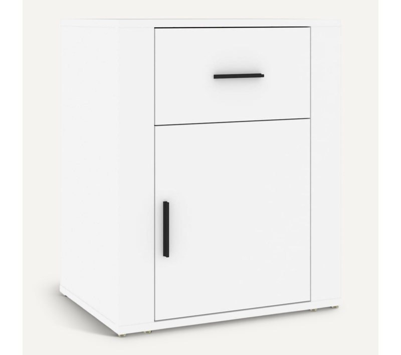 Table De Chevet Blanc 50x36x60 Cm Bois Contreplaqué