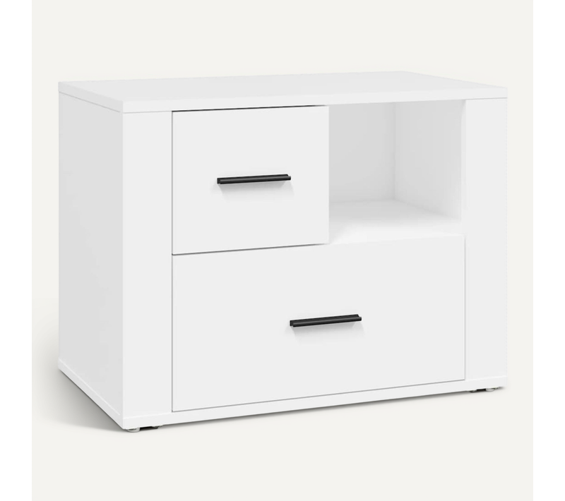 Table De Chevet Blanc 60x36x45 Cm Bois Contreplaqué
