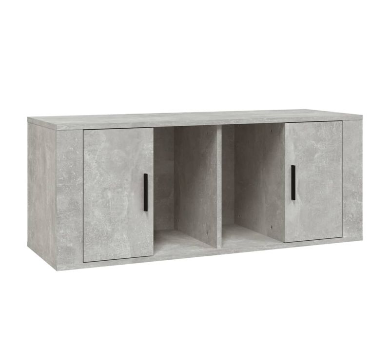 Meuble TV Gris Béton 100x35x40 Cm Bois Contreplaqué