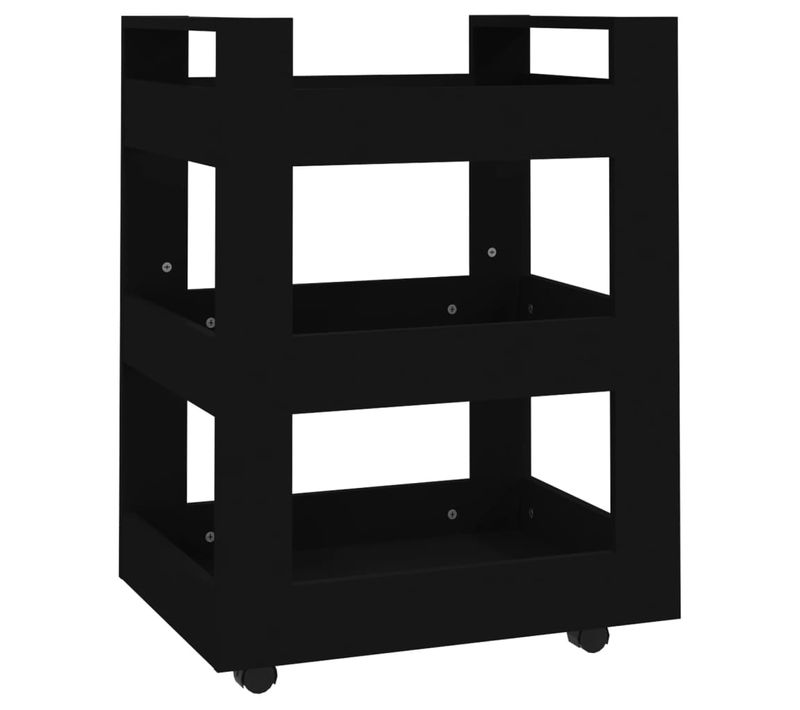 Chariot De Cuisine Noir 60x45x80 Cm Bois Contreplaqué