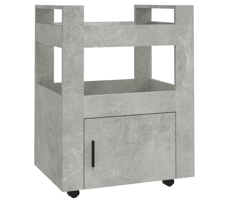 Chariot De Cuisine Gris Béton 60x45x80 Cm Bois Contreplaqué
