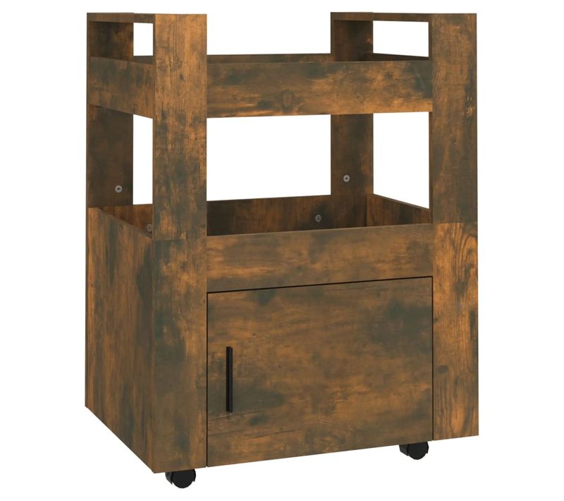 Chariot De Cuisine Chêne Fumé 60x45x80 Cm Bois Contreplaqué