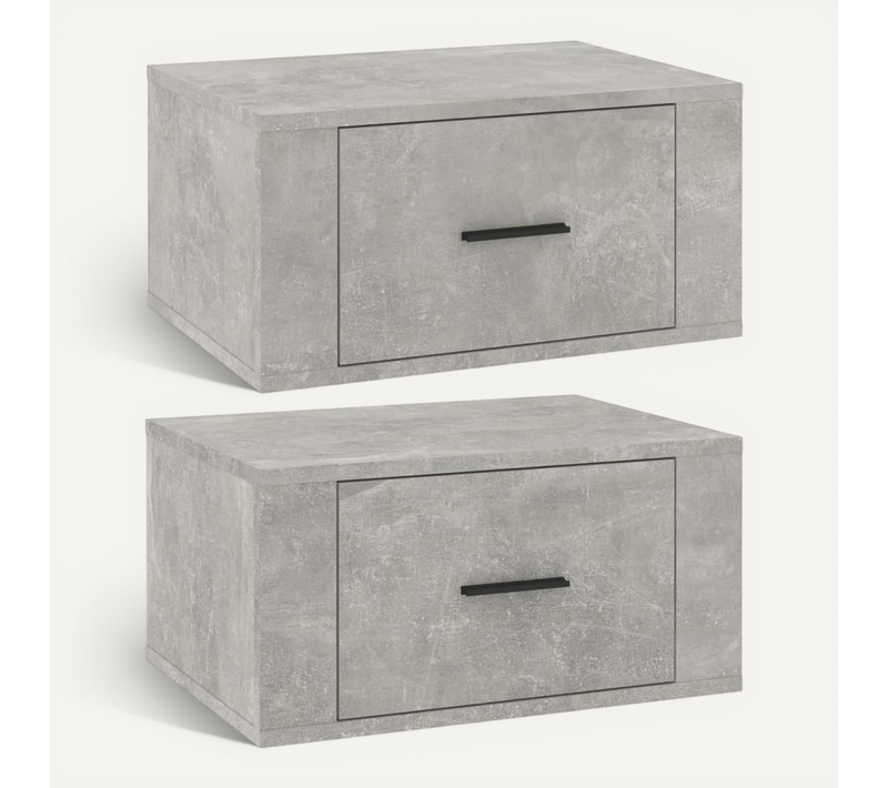 Tables De Chevet Murales 2 Pièces Gris Béton 50x36x25 Cm