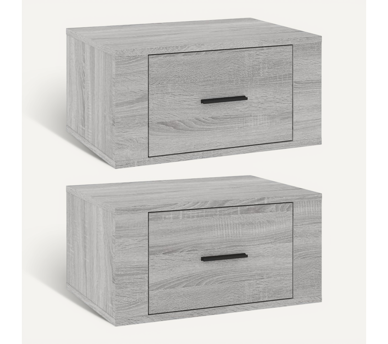 Tables De Chevet Murales 2 Pièces Sonoma Gris 50x36x25 Cm