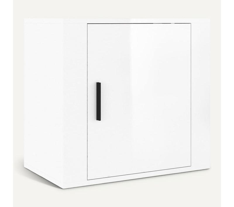 Table De Chevet Murale Blanc Brillant 50x30x47 Cm