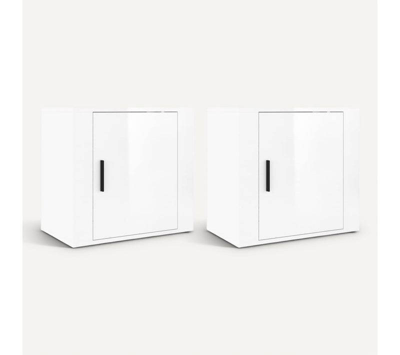 Tables De Chevet Murales 2 Pièces Blanc Brillant 50x30x47 Cm