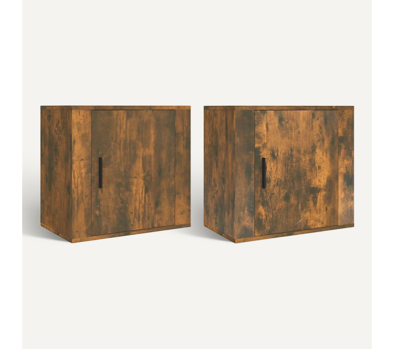 Tables De Chevet Murales 2 Pièces Chêne Fumé 50x30x47 Cm