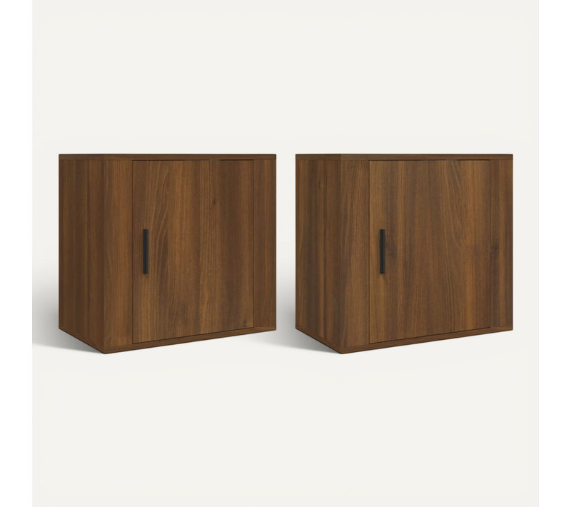 Tables De Chevet Murales 2 Pièces Chêne Marron 50x30x47 Cm