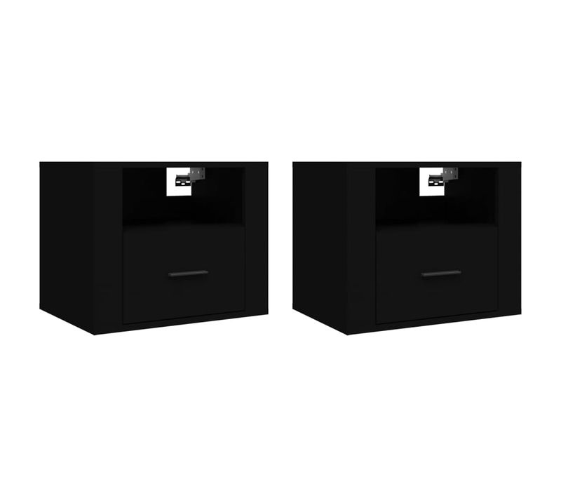 Tables De Chevet Murales 2 Pièces Noir 50x36x40 Cm