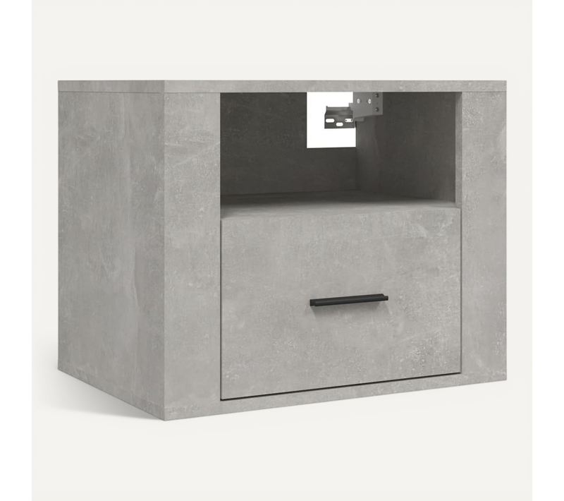 Table De Chevet Murale Gris Béton 50x36x40 Cm