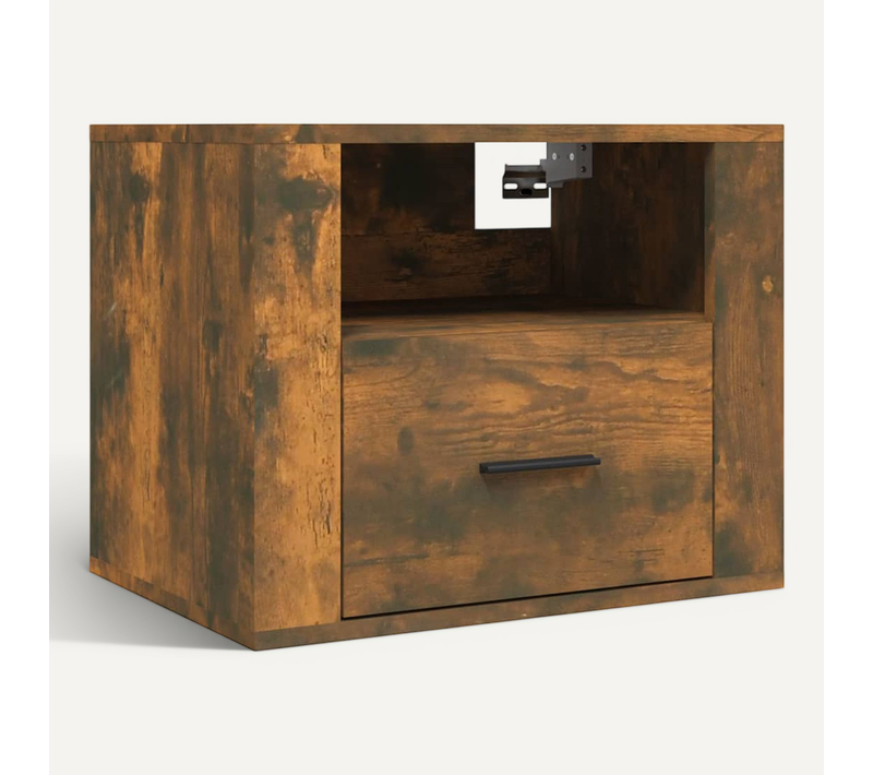 Table De Chevet Murale Chêne Fumé 50x36x40 Cm