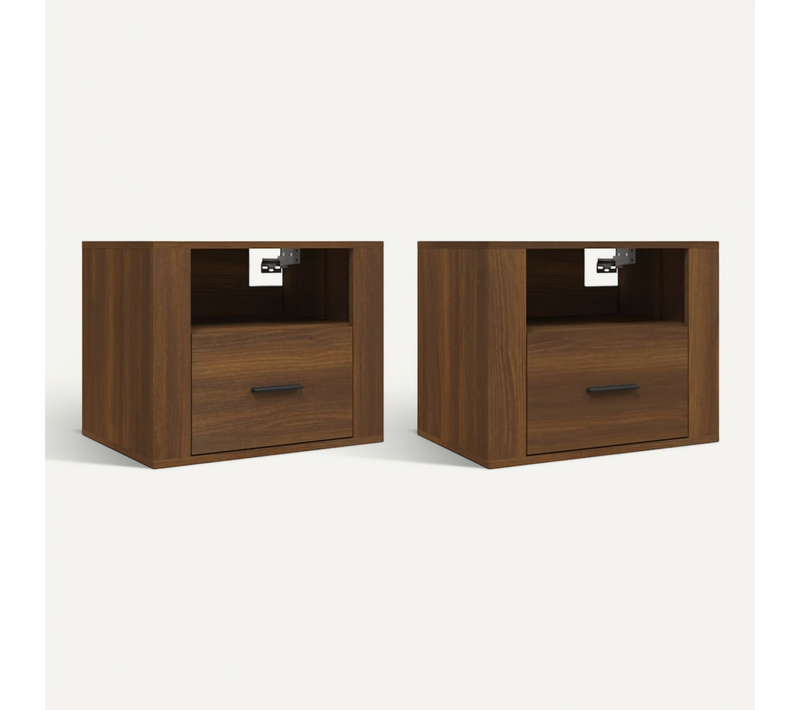 Tables De Chevet Murales 2 Pièces Chêne Marron 50x36x40 Cm